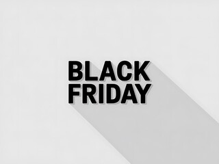 Black Friday Text with Long Shadow on White Background