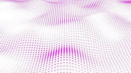 Abstract white background wave purple dot particles form. Technology: futuristic digital flow seamless looping. Abstract clean wavy dots motion background