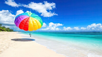 Colorful Parasail Over Stunning Tropical Beach Scene