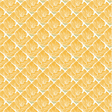 Abstract yellow tulip seamless pattern. Luxury design for polo, shirt, wallpaper, tile, packaging