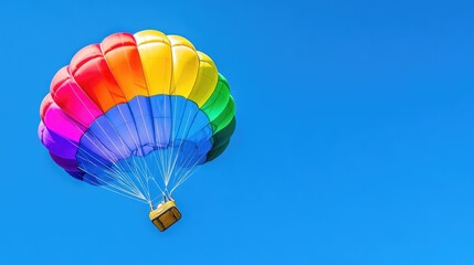 Fototapeta premium Colorful Hot Air Balloon Against Clear Blue Sky