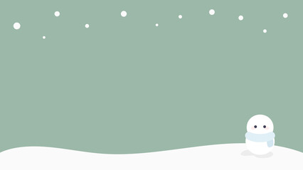 雪だるまと雪景色のシンプルな風景⭐︎緑