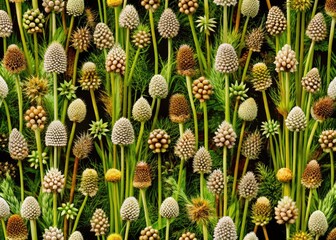 Discover a breathtaking Ribwort seamless pattern in panoramic format, tailored for nature lovers and designers, featuring mesmerizing details and vivid hues that inspire creativity.
