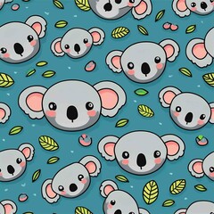 Cute koala seamless pattern Cartoon vector