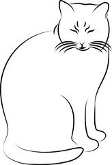 Cat silhouette. Cat drawn with lines. Vector illustration.