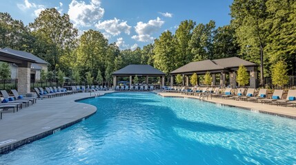 Serene Outdoor Pool Surrounded by Lush Nature