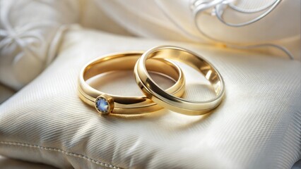 Gold Wedding Rings on Satin Pillow