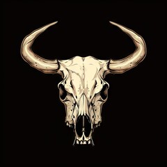 Buffalo Skull Flat Icon, Dead Animal Tribal Totem Symbol, Cow Head Bones Color Illustration