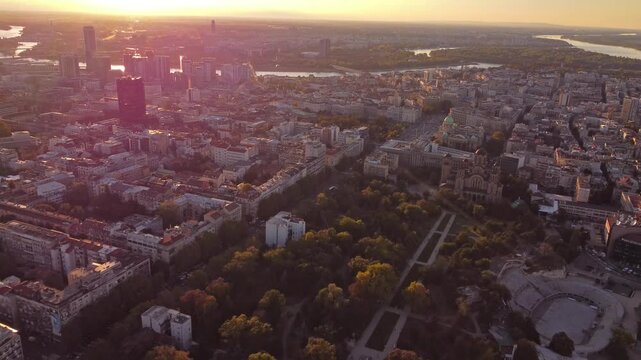 High angle view of Belgrade, capital of Serbia.	
