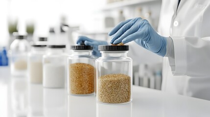 3D Rendered Scientist Experimenting with Gluten Free Grain Processing Methods in Laboratory