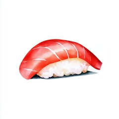 Watercolor Illustration of Single Sushi Piece