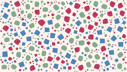 SEAMLESS SQUARE DOODLE SHAPES PATTERN TEXTURE COLORFUL TEMPLATE ABSTRACT DARK BACKGROUND TRENDY DESIGN VECTOR