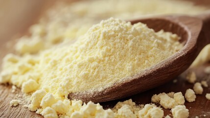 Golden Corn Flour in Wooden Spoon