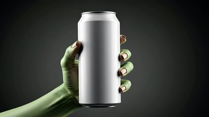 Hand holding blank aluminum beverage can