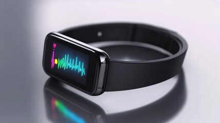 Fototapeta premium Wearable heart rate monitor band with screen