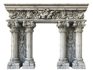 A Roman Gothicstyle pulpit with stone columns and intricate detailing