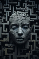 generated illustration of human with a maze inside illustrating the complexity of the human mind and psychological processes