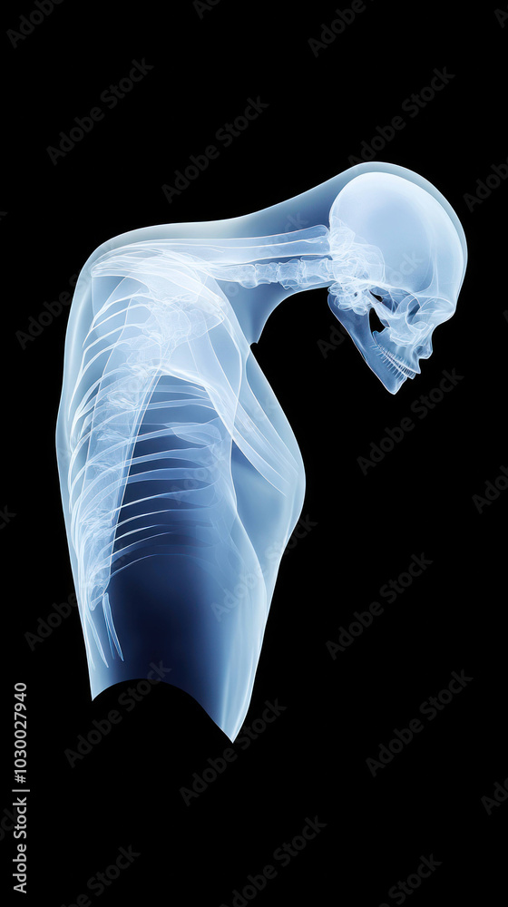 Poster x ray of human shoulder joint illustrating skeletal structure and posture. image captures intricate 