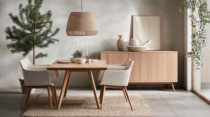 Stylish Modern Dining Room with Natural Elements