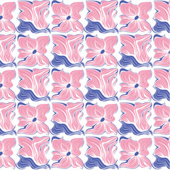 Abstract flower in art nouveau style. Rhythms of lines within rectangle. Simplified floral design pattern for Man's polo and women, sportswear, outdoors wear. 