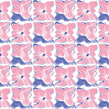 Abstract flower in art nouveau style. Rhythms of lines within rectangle. Simplified floral design pattern for Man's polo and women, sportswear, outdoors wear. 