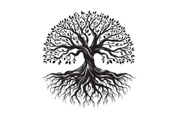 Tree Roots Silhouette Vector Illustration – Perfect for T-Shirt, Hoodie, and Home Decor Designs