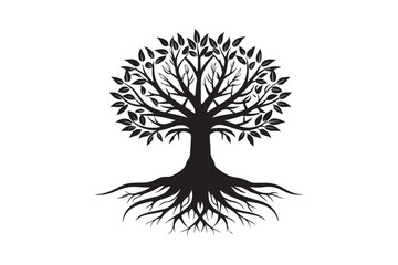 Tree Roots Silhouette Vector Illustration &ndash; Perfect for T-Shirt, Hoodie, and Home Decor Designs