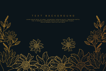 Golden tropical leaf line art wallpaper background vector. Natural leaves pattern design in minimalist linear.