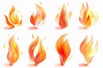 Fire icon, flame bonfire sign, campfire symbol, 3d realistic burn graphic element, fire emblem, grill pictogram