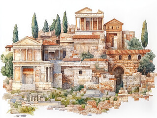 Fototapeta premium Ephesus, Ancient Roman ruins with columns and historic architecture 