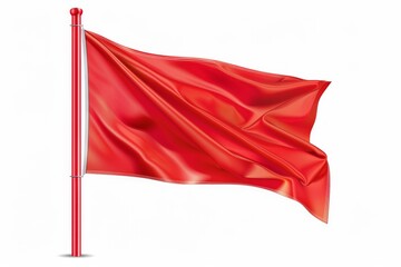 Flag icon, flagpole symbol, waving banner sign, wavy flag isolated on white with copy space for text