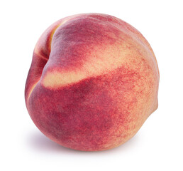 Hakuho pink Peach on white background, Peach premium fruit isolate on white with clipping path.