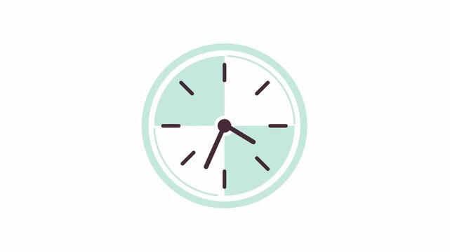 Clock ticking fast 2D object animation. Time is running out cartoon 4K video, alpha channel. Clock hands moving. Deadline reminder. Counting down clockface animated flat item on white background