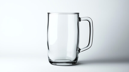 Empty glass mug on white background