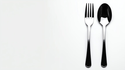 Fork and spoon on a white isolate background