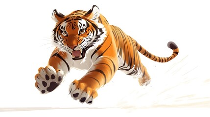 Obraz premium Playful Cartoon Tiger in Action