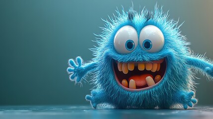 Obraz premium A 3D sign design character of a funny cartoon bacteria symbolizes a digital wallpaper.