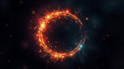 Obraz premium abstract holographic shape, glowing frame on black background. Generative AI