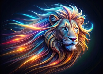 Impressive lion head illustration with a dynamic long exposure design, ideal for creating memorable branding and marketing visuals that stand out effectively.