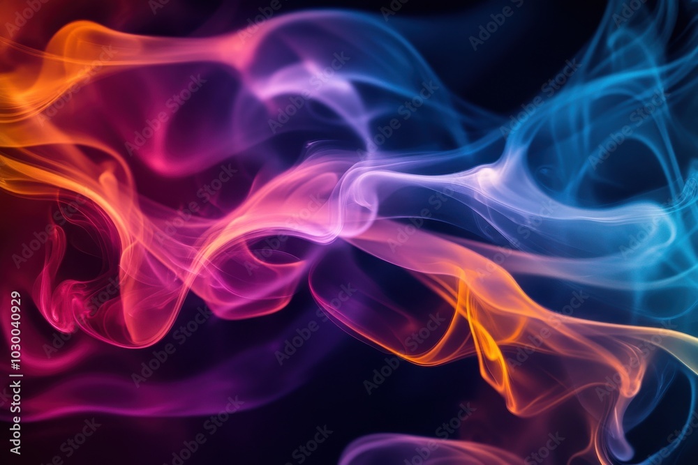 Poster lively spiraling fog patterns displayed on an intense dark background