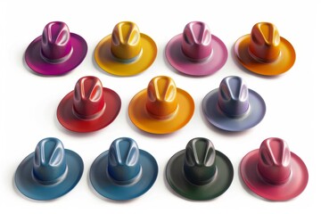 Hat icon, headdress symbol, 3d realistic cap sign, bonnet silhouette, fedora shape, bowler, trilby