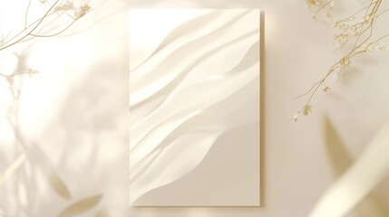 Minimalist wall art with flowing wave design in neutral tones