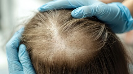 Fototapeta premium Woman Consulting Hair Specialist for Thinning Hair