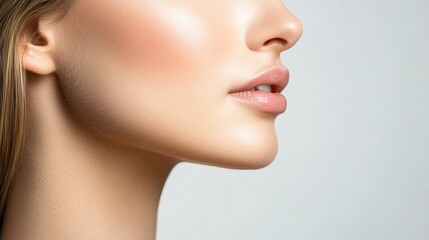Elegant Side Profile of a woman with Smooth Skin