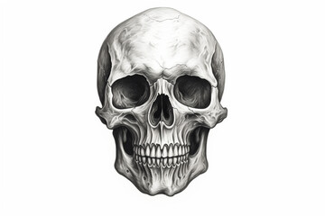 Fototapeta premium Realistic drawing human skull drawing on a white background