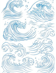 Fototapeta premium Japanese Style Ocean Wave Illustrations