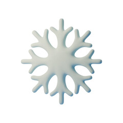 3D illustration of smooth, white snowflake with rounded edges. Minimalist design perfect for winter themed projects, holiday decorations, vector illustration