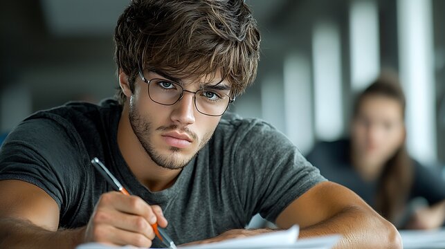 A student studies hard for a test, but another student cheats and takes the highest grade, leaving the hardworking one dismayed. Ultra-Realistic, Photo Realistic, highly detailed, 