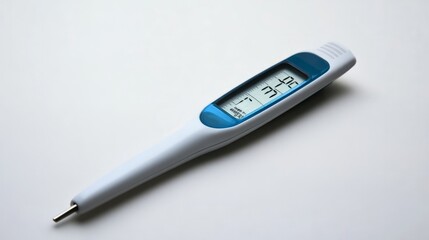 Digital thermometer with a clean white surface. 