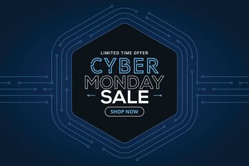 Cyber Monday sale banner template for business promotion vector illustration